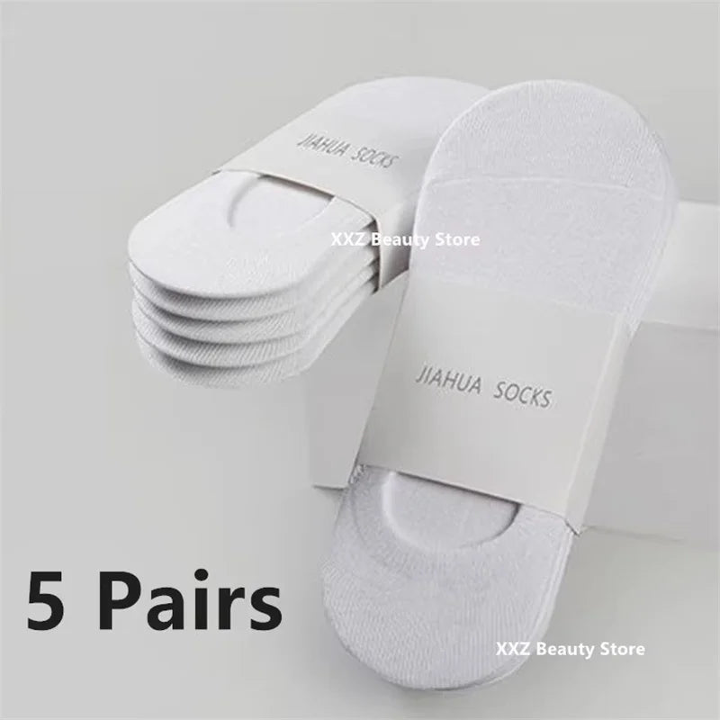 1/5/10/20 Pairs Summer Autumn Boat Socks For Men Women Non-slip Silicone Invisible Cotton Socks Male Ankle Sock Slippers