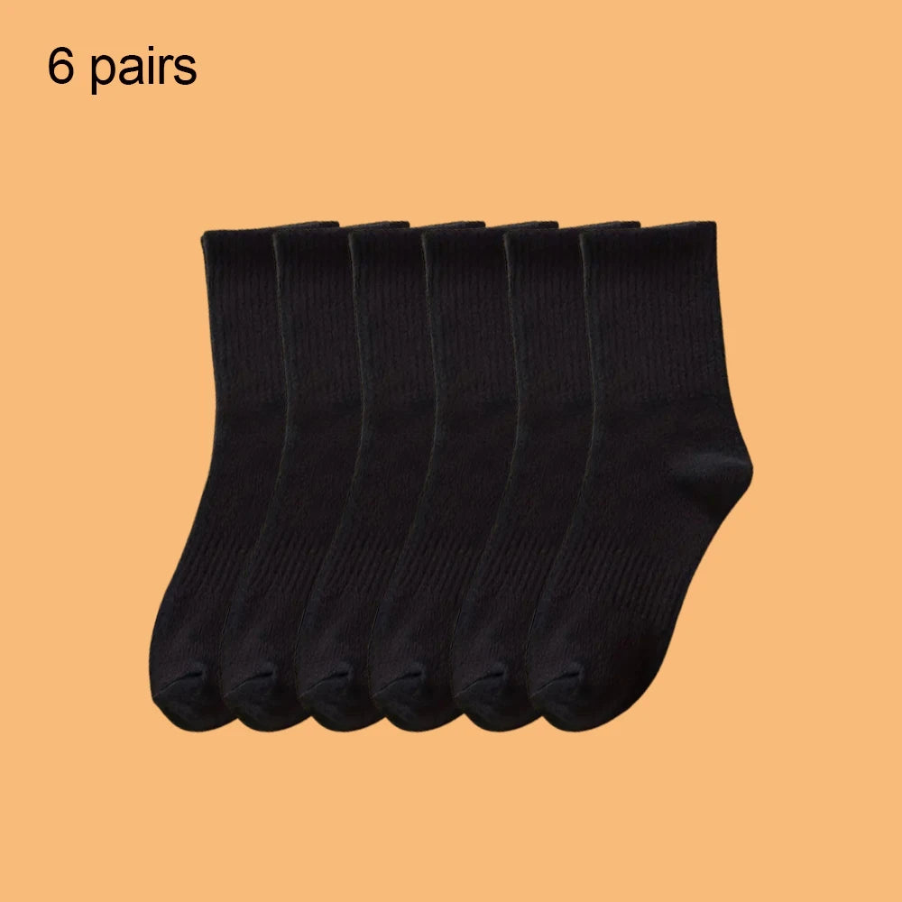 4/6 Pairs Solid Colour Socks Black White Multiple Style Soft Breathable Sports Ankle Men's Women's Summer Autumn Business Socks