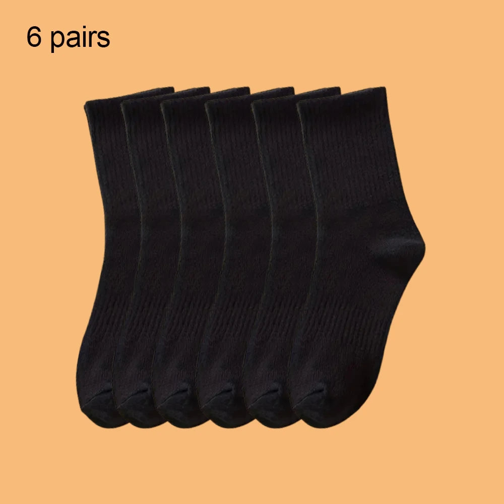 4/6 Pairs Solid Colour Socks Black White Multiple Style Soft Breathable Sports Ankle Men's Women's Summer Autumn Business Socks