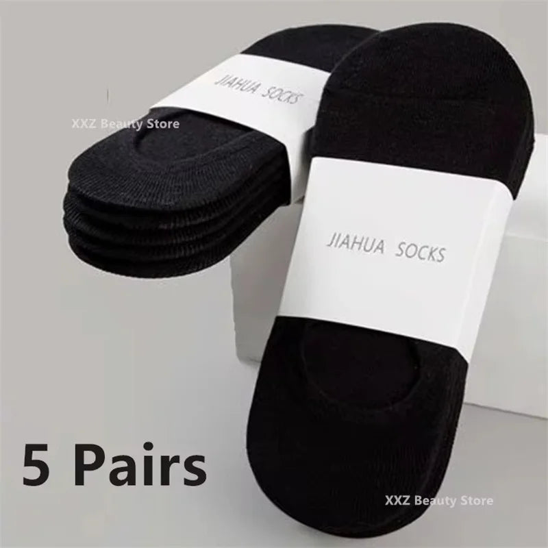 1/5/10/20 Pairs Summer Autumn Boat Socks For Men Women Non-slip Silicone Invisible Cotton Socks Male Ankle Sock Slippers