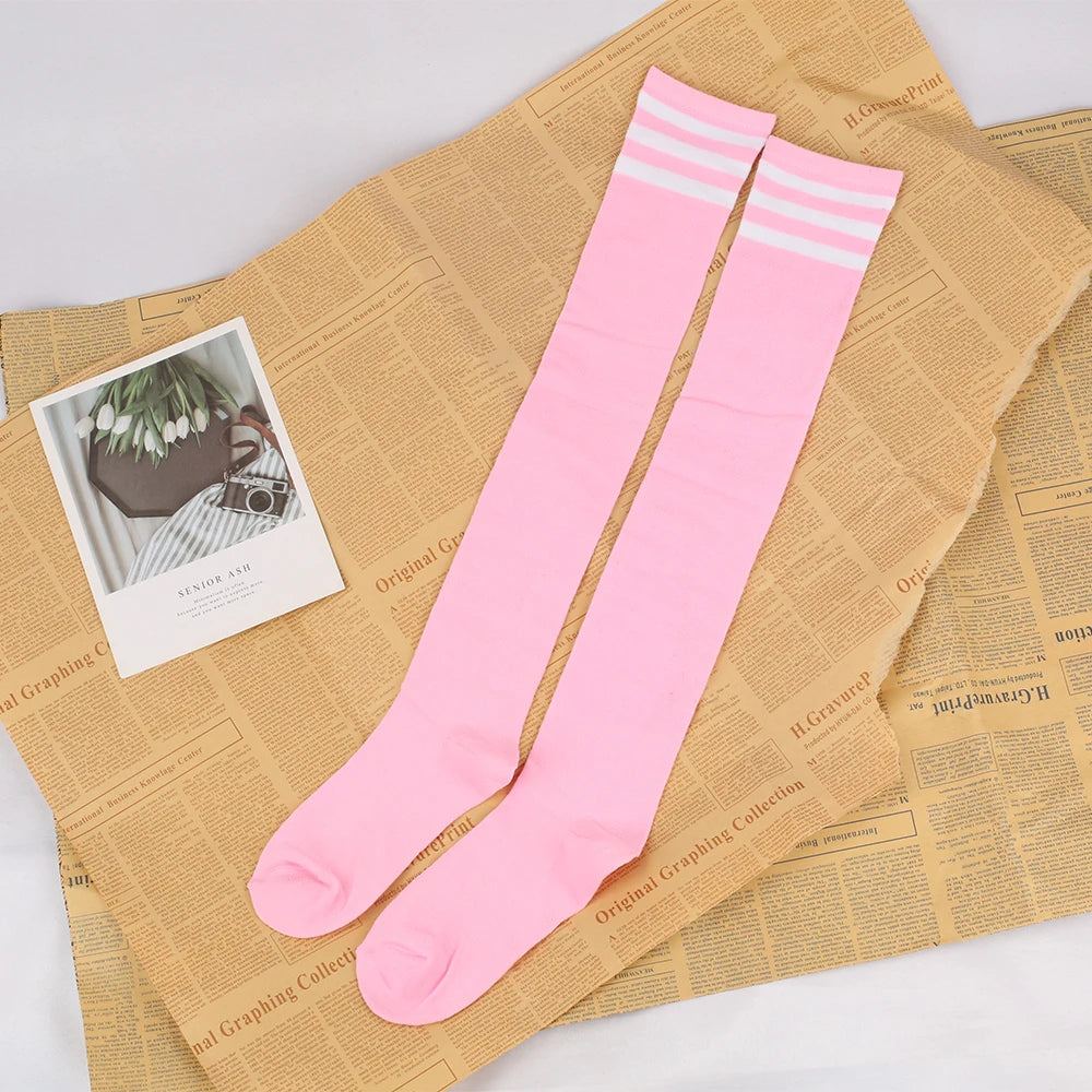 Japanese And Korean Casual Three Bar Knee High Socks Dance Versatile Long Tube Jacquard Breathable High Tube Pressure For Women