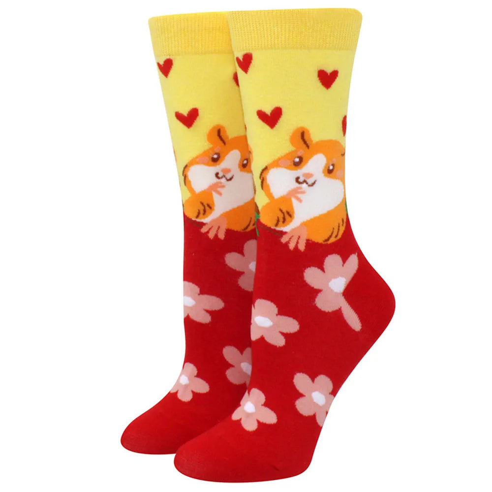 New Fashion Colorful Funny Happy Casual Women Socks Harajuku Cute Animal Cartoon Men's Socks
