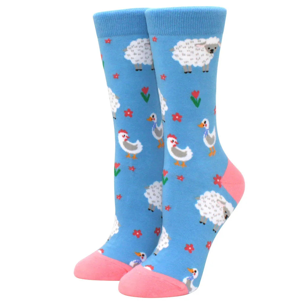 New Fashion Colorful Funny Happy Casual Women Socks Harajuku Cute Animal Cartoon Men's Socks