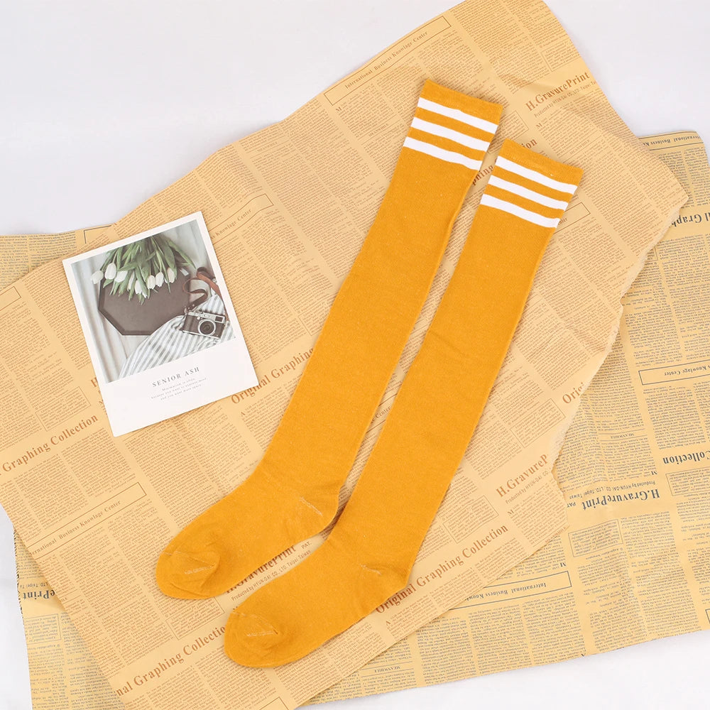 Japanese And Korean Casual Three Bar Knee High Socks Dance Versatile Long Tube Jacquard Breathable High Tube Pressure For Women