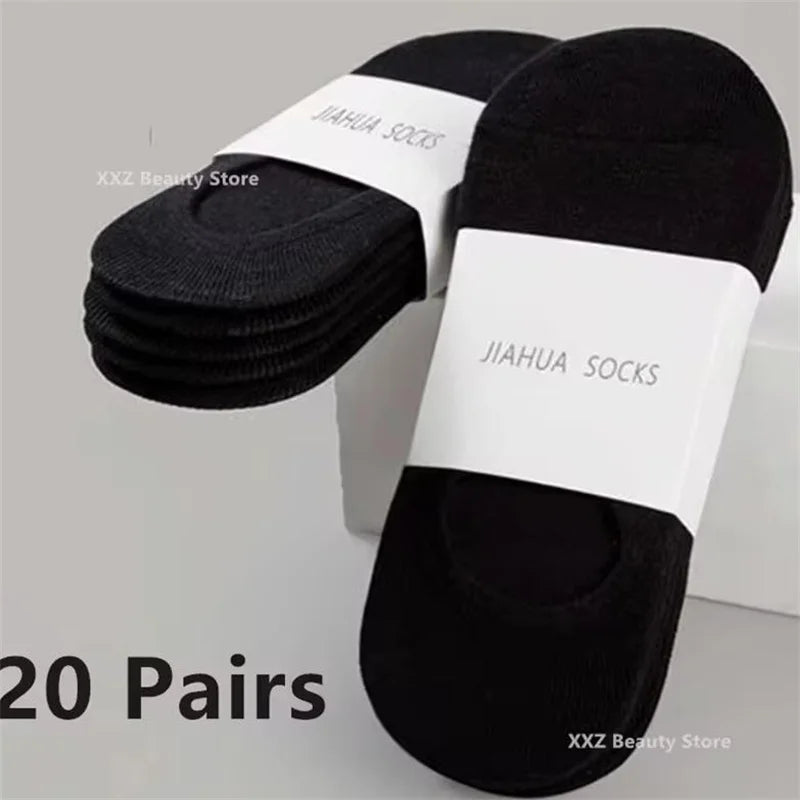 1/5/10/20 Pairs Summer Autumn Boat Socks For Men Women Non-slip Silicone Invisible Cotton Socks Male Ankle Sock Slippers