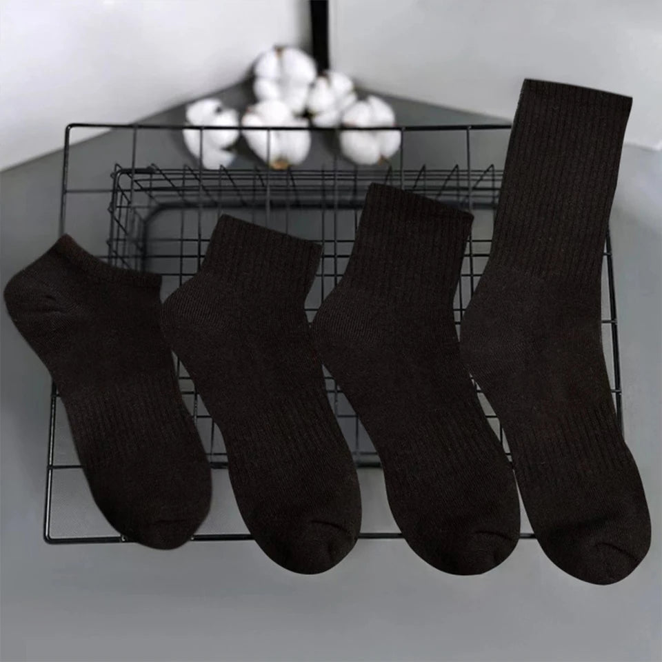 4/6 Pairs Solid Colour Socks Black White Multiple Style Soft Breathable Sports Ankle Men's Women's Summer Autumn Business Socks