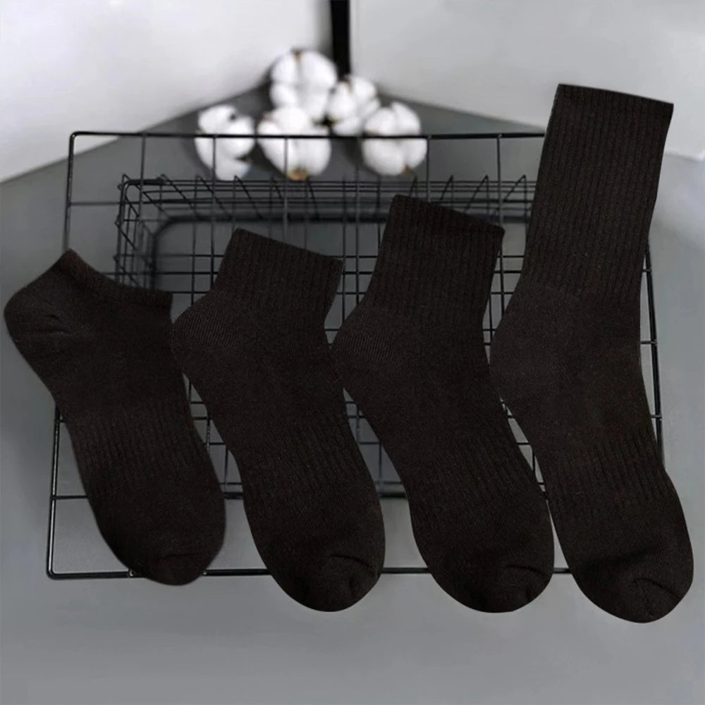 4/6 Pairs Solid Colour Socks Black White Multiple Style Soft Breathable Sports Ankle Men's Women's Summer Autumn Business Socks
