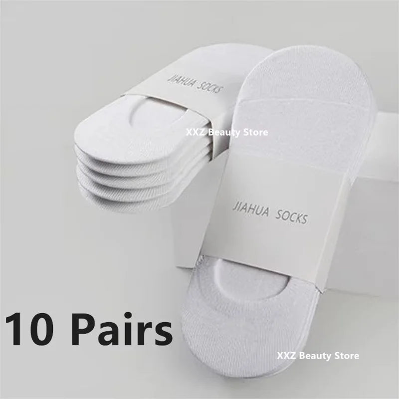 1/5/10/20 Pairs Summer Autumn Boat Socks For Men Women Non-slip Silicone Invisible Cotton Socks Male Ankle Sock Slippers