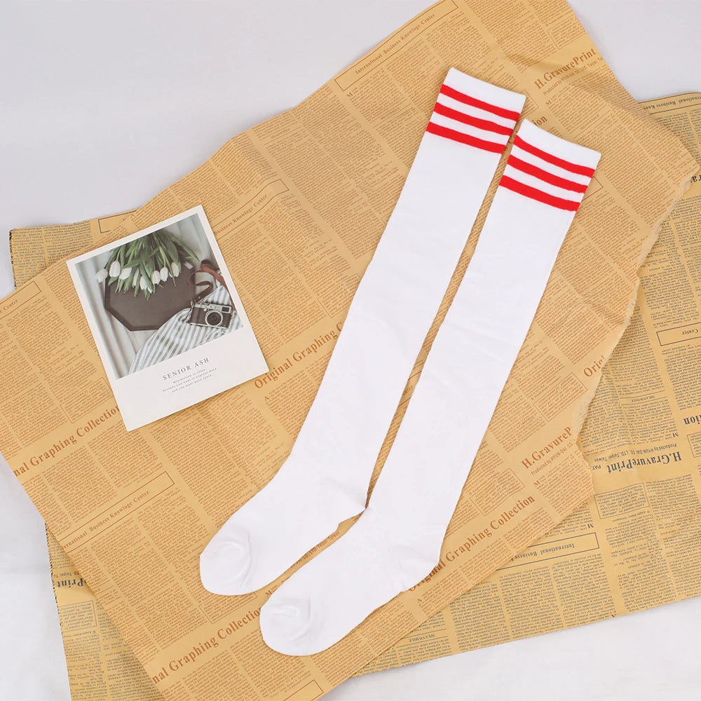 Japanese And Korean Casual Three Bar Knee High Socks Dance Versatile Long Tube Jacquard Breathable High Tube Pressure For Women