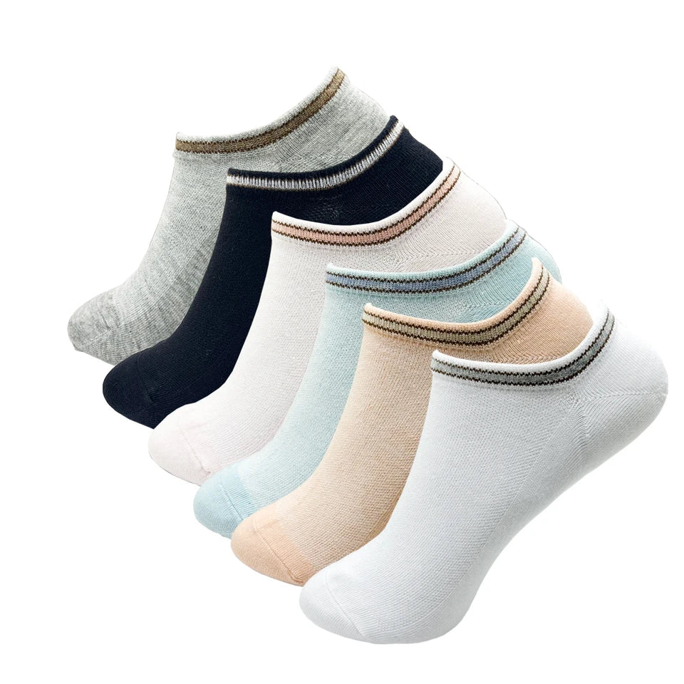 4 Pairs Cotton Women's Boat Socks No Show Socks Set for Lady White Invisible Cotton Socks Pack Pink Black Breathable Summer