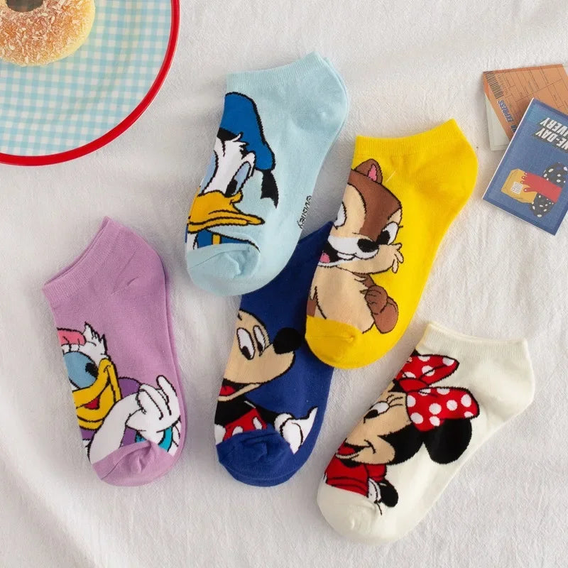 Disney Waumi Mouse Short Women's Socks Anime Donald Summer Sports Cotton Girl Women's Boat Socks Low Ankle Women's Socks