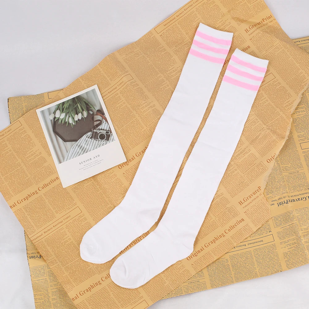 Japanese And Korean Casual Three Bar Knee High Socks Dance Versatile Long Tube Jacquard Breathable High Tube Pressure For Women