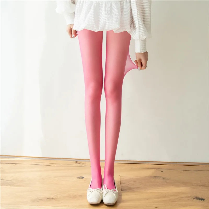High Elastic Tights Women Fashion Candy Color Summer Spring Hosiery Female Daily Basic Fresh-Colored Pantyhose Slim Legged Socks