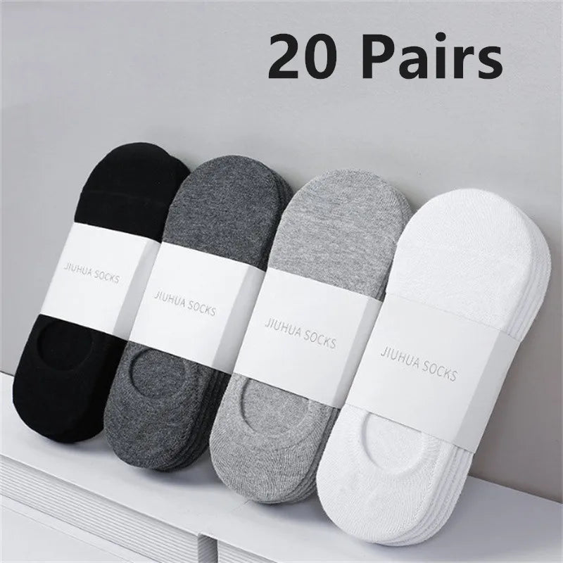 1/5/10/20 Pairs Summer Autumn Boat Socks For Men Women Non-slip Silicone Invisible Cotton Socks Male Ankle Sock Slippers
