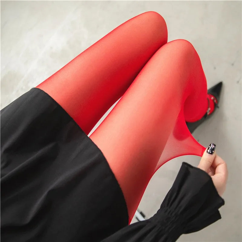 High Elastic Tights Women Fashion Candy Color Summer Spring Hosiery Female Daily Basic Fresh-Colored Pantyhose Slim Legged Socks