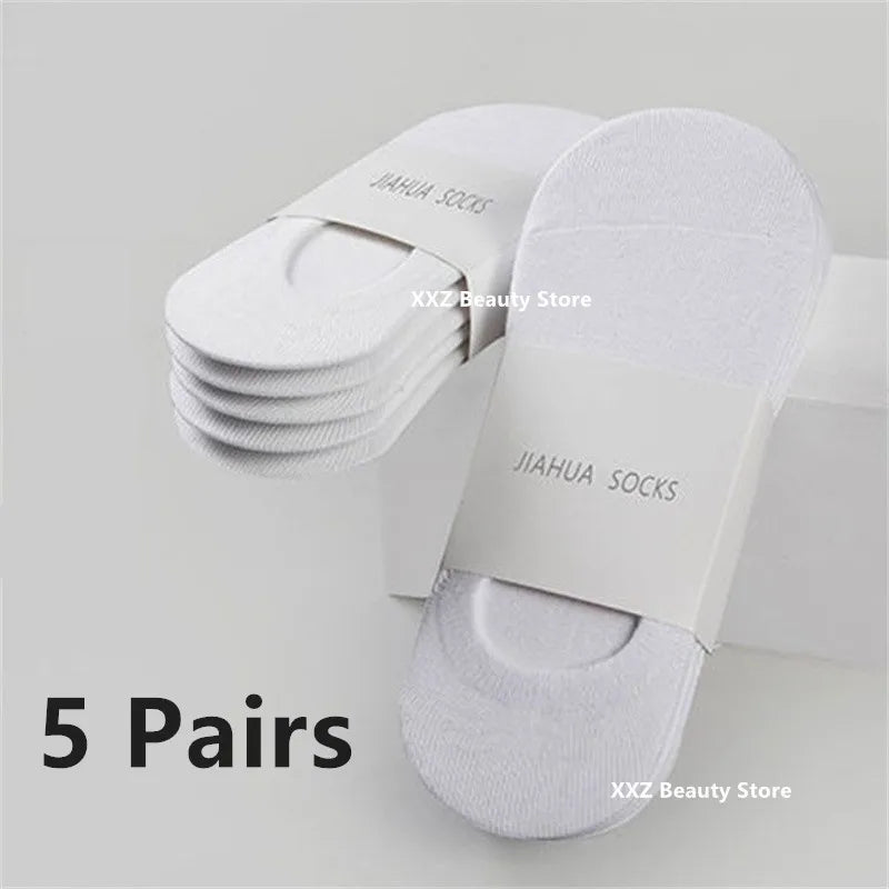 1/5/10/20 Pairs Summer Autumn Boat Socks For Men Women Non-slip Silicone Invisible Cotton Socks Male Ankle Sock Slippers
