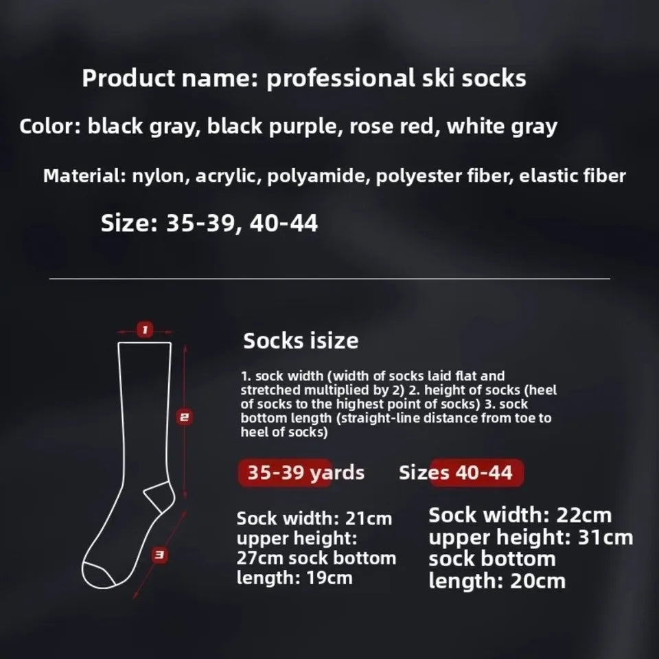 New Thickened Ski Socks Anti-slip Thermal Compression Socks Moisture-wicking Breathable Knee High Socks for Cold Weather