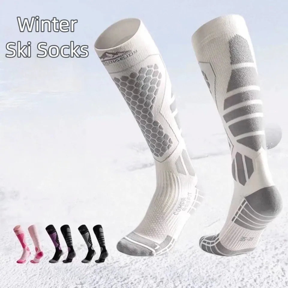 New Thickened Ski Socks Anti-slip Thermal Compression Socks Moisture-wicking Breathable Knee High Socks for Cold Weather